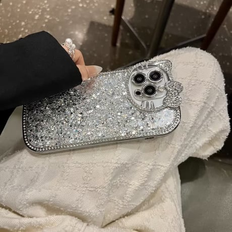CUTECASE ジュエリーリボンiPhone17Promaxケース キラキラグリッター iPhone16Pro/15Proきれいめコーデ iPhone13/12Pro 女子力高い CM4879