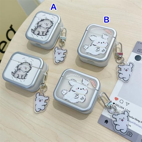 CUTECASE走っている犬 Airpods 4ケース かわいい Airpods3/Pro2ケース airpodsproカバー 頑丈 キーホルダー付 プレゼントにおすすめCM5080