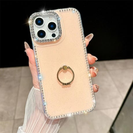 CUTECASEリング付 iPhone16pro/16ケース ダイヤデコ iPhone15promax/14/13カバー キラキラ おしゃれ 可愛い CM5430