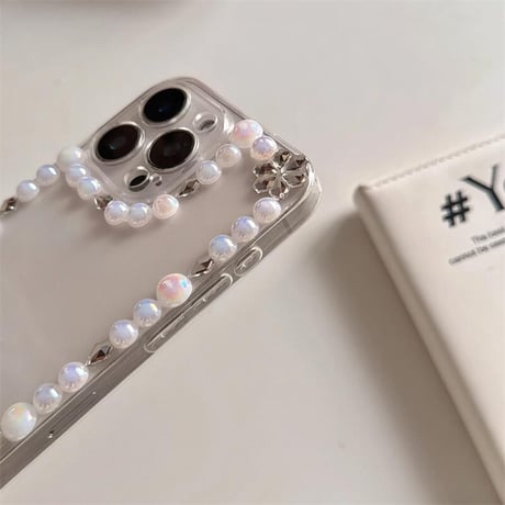 CUTECASEパールデコiPhone16pro/16ケース ハートミラー/蝶 iPhone15/14pro/13proクリアケース 女子力高い 可愛い CM5113