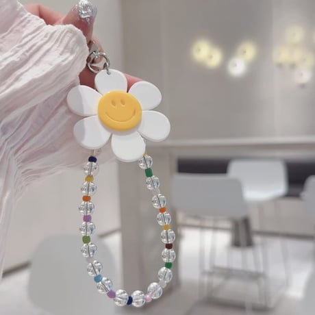 CUTECASE 笑顔の花 スマホストラップ キラキラ感 お洒落 バックチャーム キーホルダー iPhone、Xperia、AQUOS、Xiaomi、Galaxy 対応 CM6295
