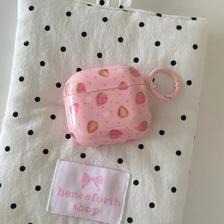 CUTECASEイチゴ柄 AirpodsPro3ケース 甘めコーデ Airpods4/3カバー AirpodsPro第2/1世代 ピンク ギフトにおすすめCM6515