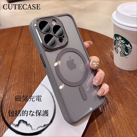 CUTECASE MagSafe iPhone16pro/16promaxケース 滑り止め加工 黄ばまないアイフォン15/14/16proカバー カメラ保護 チタンカラー（9色をご用意）CM3611