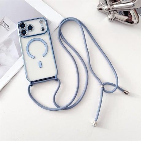 CUTECASE ショルダーストラップ付 iPhone17Pro/17ケース メタルライン MagSafe対応 iPhone17ProMax/Airカバー カメラ保護 軽量 シンプル風CM5728