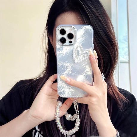 CUTECASE キラキラ iPhone15/16proケース パープストラップ付 アイフォン14プロ/13/12カバー 綺麗 女子力アップ CM4567