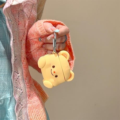 CUTECASE熊ちゃん Airpods3/pro2ケース かわいいシリコン Airpods2/proカバー リング付 可愛い ギフトに最適CM4411