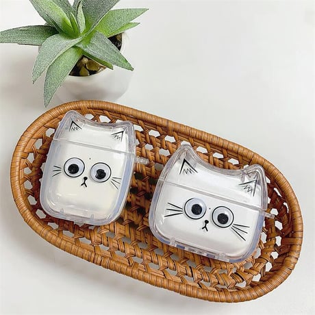 CUTECASE猫と魚 Airpods4ケース ギフトにおすすめ AirpodsPro2ケース airpods3/2ケース 耳付き キーチェーあり 可愛いCM5513