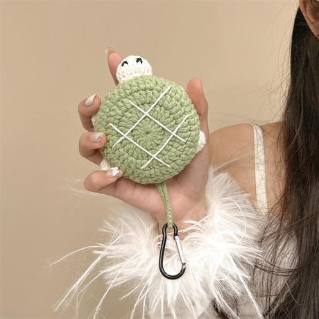 CUTECASEマニュアルニット亀 Airpods 4ケース 可愛すぎる Airpodspro2/proカバー Airpods3/2 カラビナ付 ギフトにおすすめCM4892