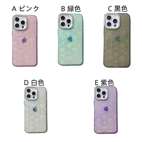 CUTECASE光るハート柄 iPhone15Pro/15Plusケース 女子力アップ iPhone14/13Pro/12カバー 綺麗 夏ファッションCM4439