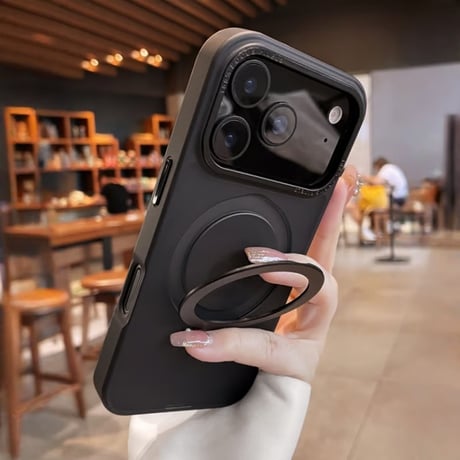 CUTECASE iPhone17Pro/17ProMaxケース 嵌め込み式 Magsafeリングスタンド iPhone17/17Airカバー 指紋防止 耐衝撃 半透明 高級感 CM5694