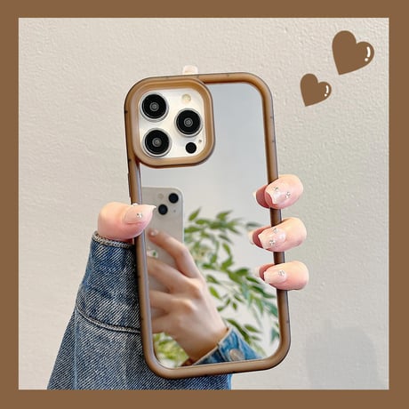 CUTECASE鏡付 iPhone15/15proケース キラキラ iPhone14pro/13/12カバー シンプル風 便利丈夫CM4057