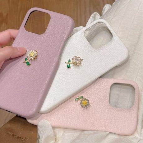 CUTECASE回転可花デコ iPhone16pro/16ケース レザー iPhone15pro/14/13promaxカバー 上品高品質 エレガント CM5413