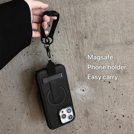 CUTECASEショルダーストラップ iPhone16pro/16promaxケース ベルト付 スタンド機能 iPhone15/14/13カバー 多機能 Magsafe対応 レザーCM5432