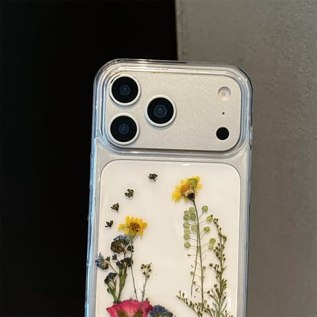CUTECASE 押し花iPhone17Promaxケース 透明 綺麗 iPhone17Pro/16カバー ドライフラワー入り 女子力高い CM5905