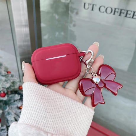 CUTECASEシリコン Airpods 4ケース リボンキーホルダー Airpods3/Pro2ケース airpodsproカバー 充電口カバー付 丈夫CM4985