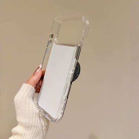CUTECASE水玉模様ミラー iPhone17pro/17ケース ラメ入りハートグリップ iPhone16/15pro/14ケース 女子力高いCM6118