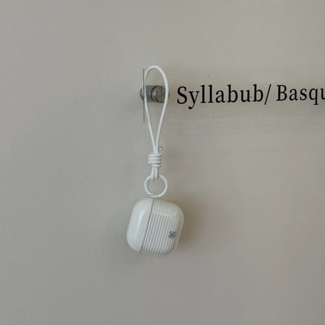 CUTECASE ホワイト横縞 Airpods Pro3ケース ストラップ付 Airpods 4/3カバー AirpodsPro2/1 シンプル風 おしゃれ CM6287