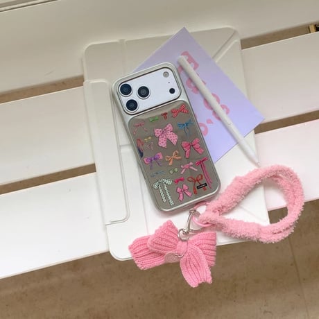 CUTECASE iPhone17Pro/17ケース ボタンミラー ふもふもストラップ iPhone17ProMax/16Proケース 秋冬ファッション 可愛すぎCM5759