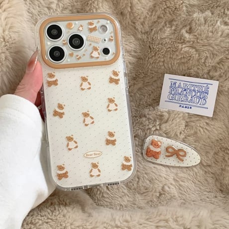 CUTECASE クマスタンド付 iPhone17Pro/17ケース カメラカバー付 iPhone17Promax/16Pro/15ケース かわいい プレゼントにおすすめCM6182