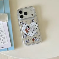 CUTECASE ダルメシアン 鏡付 iPhone17pro/17ケース グリップ付き iPhone16/15promax/14ケース かわいい 多機能便利CM6217