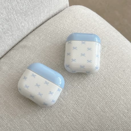 CUTECASE 韓国っぽ Airpods 4/Pro3ケース リボン柄 Airpods 3カバー AirpodsPro2/1 キーホルダー付 お洒落 光沢感 CM6067
