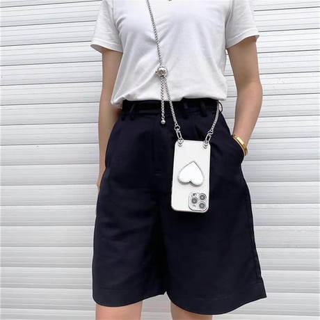 CUTECASE iPhone16/16Proケース ショルダー おしゃれ iPhone15Pro/14/13proクリアケース ハート鏡グリップ付 高級感たっぷりCM4589