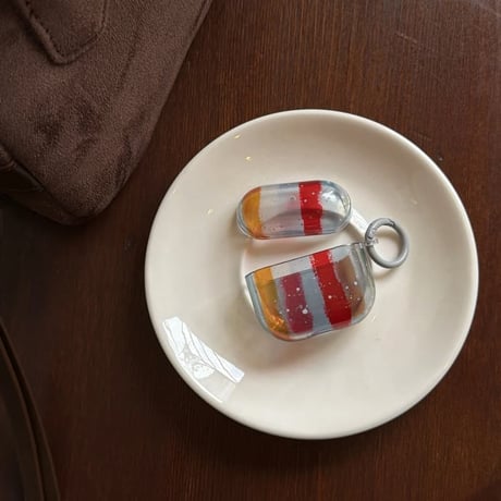 CUTECASE ストライプ Airpods Pro3ケース オシャレ Airpods4/3ケース 半透明 艶感 AirpodsPro2カバー カラーブロッキング リング付き CM6054