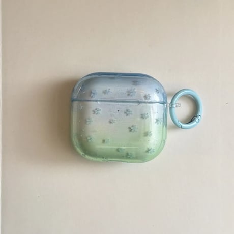 CUTECASE グラデーションカラー AirpodsPro3ケース 花柄 Airpods4/3カバー AirpodsPro第2/1世代 リング付 可愛いCM6365