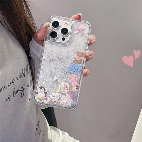CUTECASE動く動物 iPhone15/15pro/15plusケース 液体 iPhone14/13pro/12ケース 面白い ギフトに最適M4536
