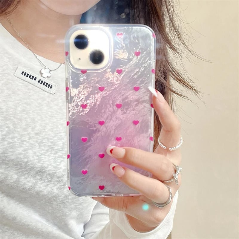 CUTECASE グラデーションカラー iPhone15/16ケース ハート柄 CUTECASE グラデーションカラー iPhone15/16ケース ハート柄