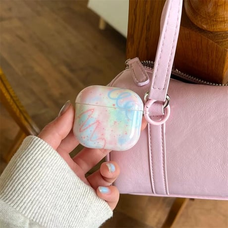 CUTECASE落書き Airpods第4世代ケース ピンク/ブルー Airpods3/Pro2ケース airpodsproカバー リング付 頑丈 シックCM5110