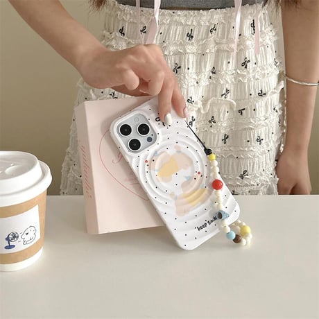 CUTECASEMagsafe リボン柄 iPhone15/15proケース ストラップ付 iPhone14/13pro/12proケース 可愛いCM4432
