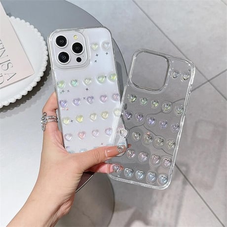 CUTECASE 可愛い立体ハート iPhone15pro/15promaxケース キラキララメ入り iPhone14pro/13promaxケース 黄ばまない 女子力アップ CM4291