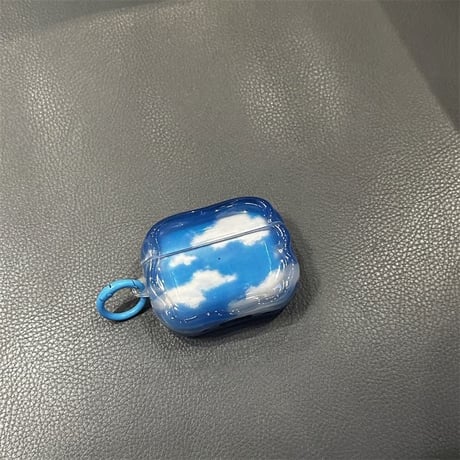 CUTECASE 青空 Airpods Pro3 ケース 曇柄 Airpods 4/3カバー エアポッズプロ2 うねうねライン 耐衝撃 男女に人気 CM6016