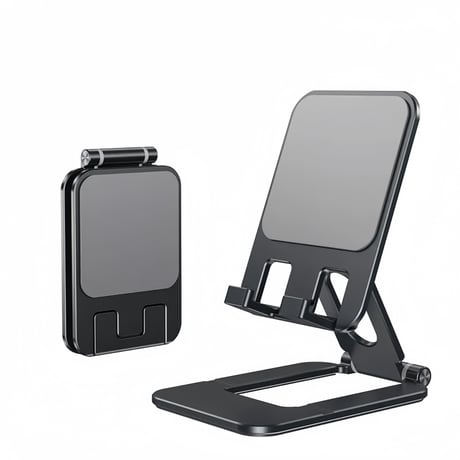 携帯電話ホルダーとタブレット用のアルミ合金ポータブル折りたたみスタンドデュアル折りたたみ式携スタンド、完全に調整可能な折りたたみ式デ、iPhoneすべての電話に対応 CT2
