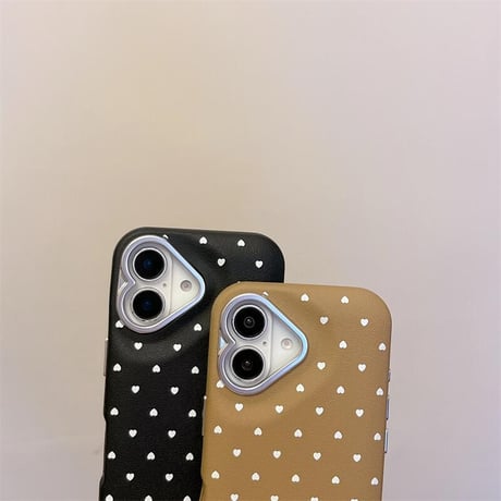 CUTECASEハート柄 iPhone16/16Proケース 皮っぽい iPhone15Pro/14/13カバー おしゃれ 女子力高い 耐久性あるCM4786