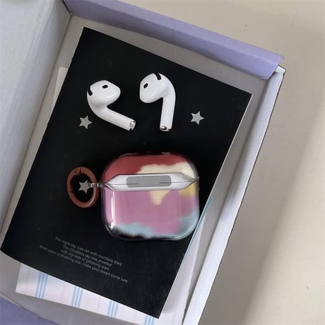 CUTECASE暈し染め Airpods4ケース シック AirpodsPro2ケース airpods3/2カバー パープル リング付 ギフトにおすすめ CM5299