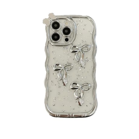 CUTECASEリボン iphone16/16proケース キラキラグリッター iphone15pro/14/13/12/11カバー うねうね 女子力アップ ガールズに大人気 頑丈CM4906