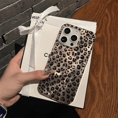 CUTECASEヒョウ柄 iPhone16/16Proケース 宝石ストラップ iPhone15Pro/14pro/13/12ケース アニマル柄 女子力高い 人気CM4794