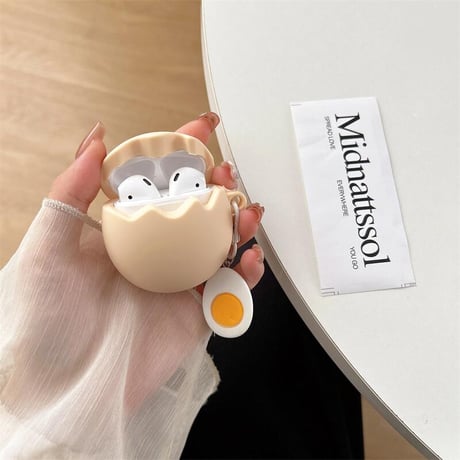 CUTECASE 卵 Airpods4ケース ゆで卵キーチェーン AirpodsPro2ケース エアーポッズ3/2 かわいい ギフトにおすすめCM5556