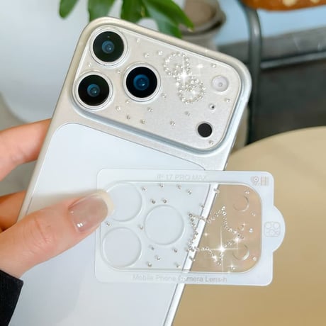 CUTECASE ダイヤリボン/ハート/星 カメラカバー iPhone17Pro iPhone17ProMax レンズフィルム キラキラ おしゃれ 頑丈 人気品 CM6081