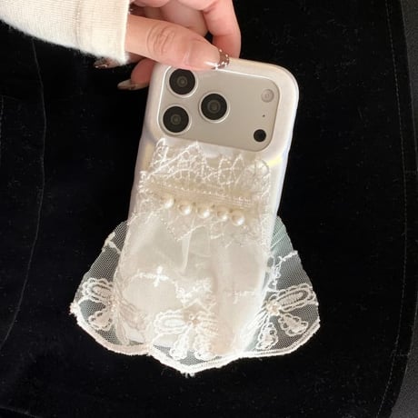 CUTECASEウェディングドレス iPhone17Pro/17ケース パール レザー製 iPhone16Pro/15/14/13proカバー 可愛い 存在感抜群 オシャレCM5875