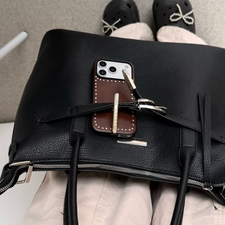 CUTECASE ダイヤスタンド iPhone17Promaxケース ストーンライン レザー iPhone17pro/16/15/14カバー 高品質 オシャレCM6322