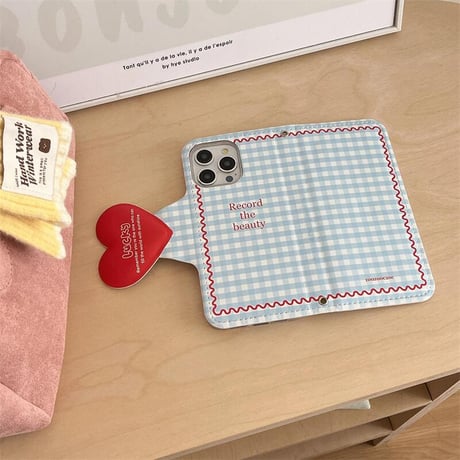 CUTECASE 手帳型 iPhone16Pro/16ケース ハートマグネット留め具 iPhone15pro/14pro/13ケース カード収納 トレンド感CM4667