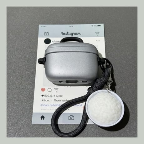 CUTECASE 圧力鍋 Airpods Pro3ケース ご飯キーホルダー付 Airpods4カバー pro2ケース 可愛い ストラップ付 ギフトにおすすめCM6049