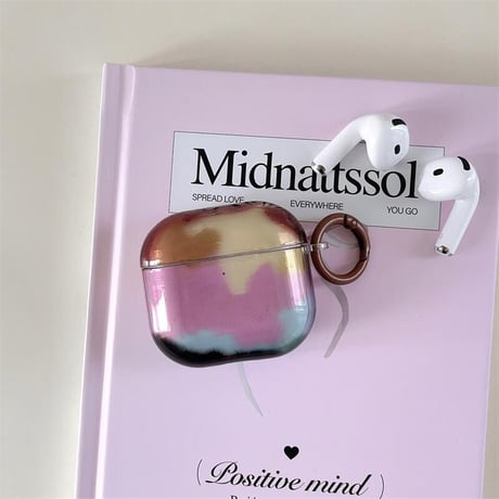 CUTECASE暈し染め Airpods4ケース シック AirpodsPro2ケース airpods3/2カバー パープル リング付 ギフトにおすすめ CM5299