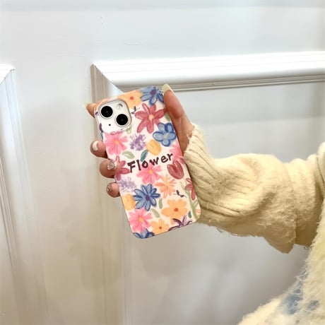 CUTECASE絵画花柄iPhone15Promaxケース 綺麗 iPhone14Pro/13proカバー キラキラ 高品質 お揃い 女子力上がるC6021