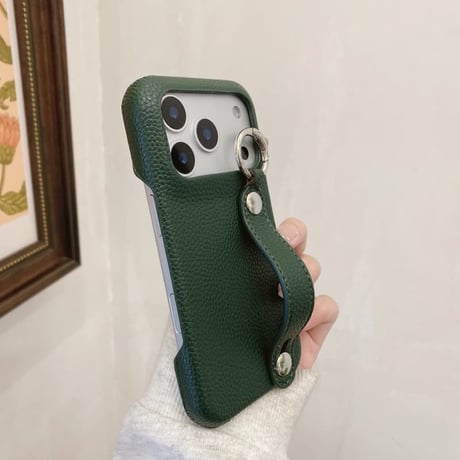 CUTECASE ベルト付 iPhone17Pro/17ケース レザー製 リング付 iPhone17ProMax/16/15Proケース スタンド付 耐久性ある CM5803