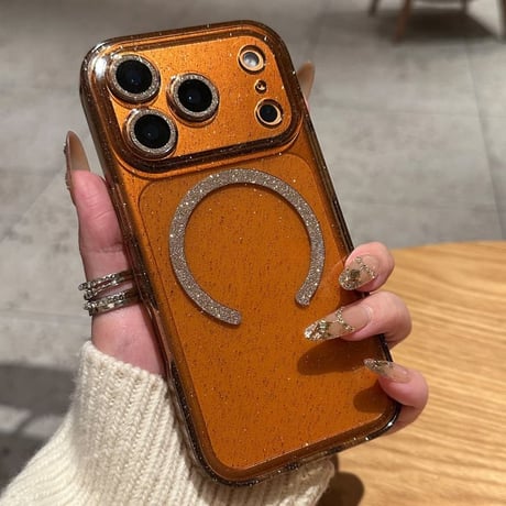 CUTECASE キラキラレンズカバー iPhone17/17プロケース MagSafe対応 ラメ iPhone17Promax/16Pro/15ケース クリアケース 耐衝撃頑丈CM6053