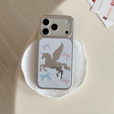 CUTECASE 馬ミラー iPhone17pro/17ケース リボン柄 iPhone16pro/15/14ケース メッキ 丈夫 オシャレCM6009